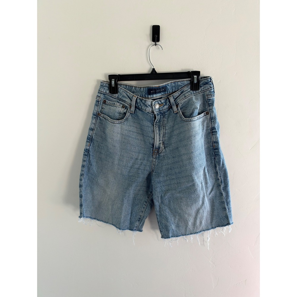 Aeropostale Mens Baggy Fit Denim Shorts Light Wash Raw Hem Blue Size 29/30